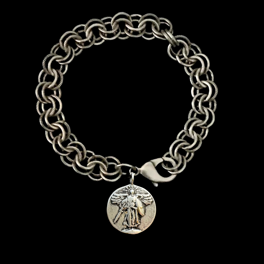 Petite Saint Michael Link Necklace by Whispering Goddess - Silver