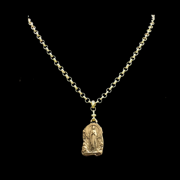 Our Lady of Lourdes Cable Chain Necklace in Gold - Whispering Cowgirl