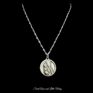 Saint Anne & Little Mary Necklace in Black Diamond & Silver