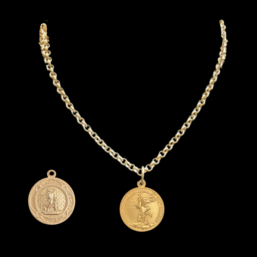 Quis ut Deus? French Saint Michael Necklace Gold