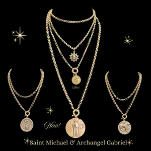 Saint Michael Pax Medallion Renaissance Cable Necklace - Gold