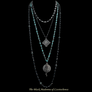 The Black Madonna of Czestochowa Blue Tortoise Necklace