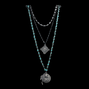 The Black Madonna of Czestochowa Blue Tortoise Necklace