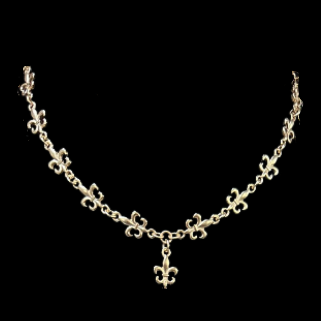 Fleur de Lis Cascade Chain Necklace in Gold