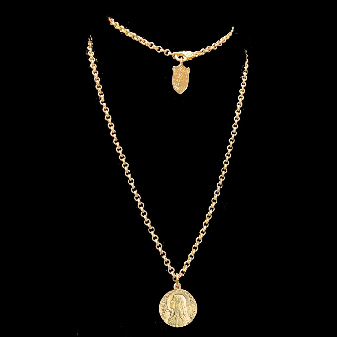 Mary Magdalene Etched Cable Chain Necklace - Gold