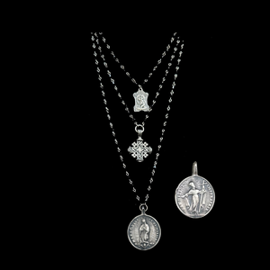 Pilgrim's Way Saint Helena and Our Lady of Guadalupe Triple Strand Necklace