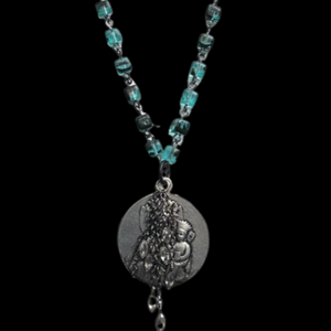 The Black Madonna of Czestochowa Blue Tortoise Necklace