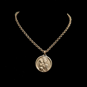 Saint Anne & Little Mary Necklace on Gold Cable Chain