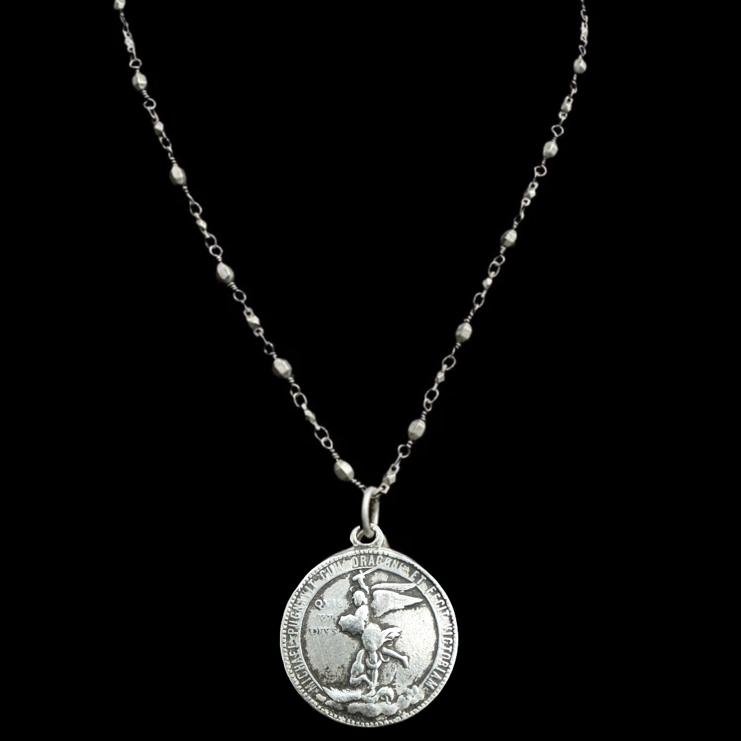 Quis ut Deus? French Saint Michael Necklace Silver