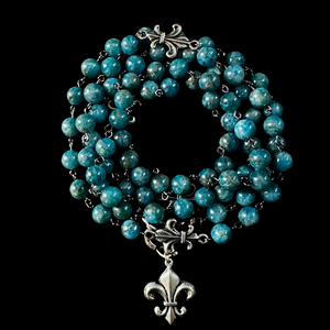 Fleur de Lis Blue Apatite Wrap Necklace/Bracelet