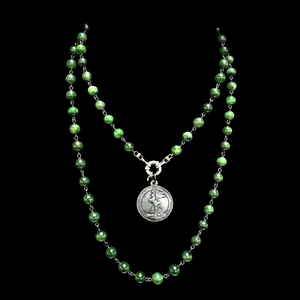 Saint Michael  Canadian Jade Wrap Necklace / Bracelet