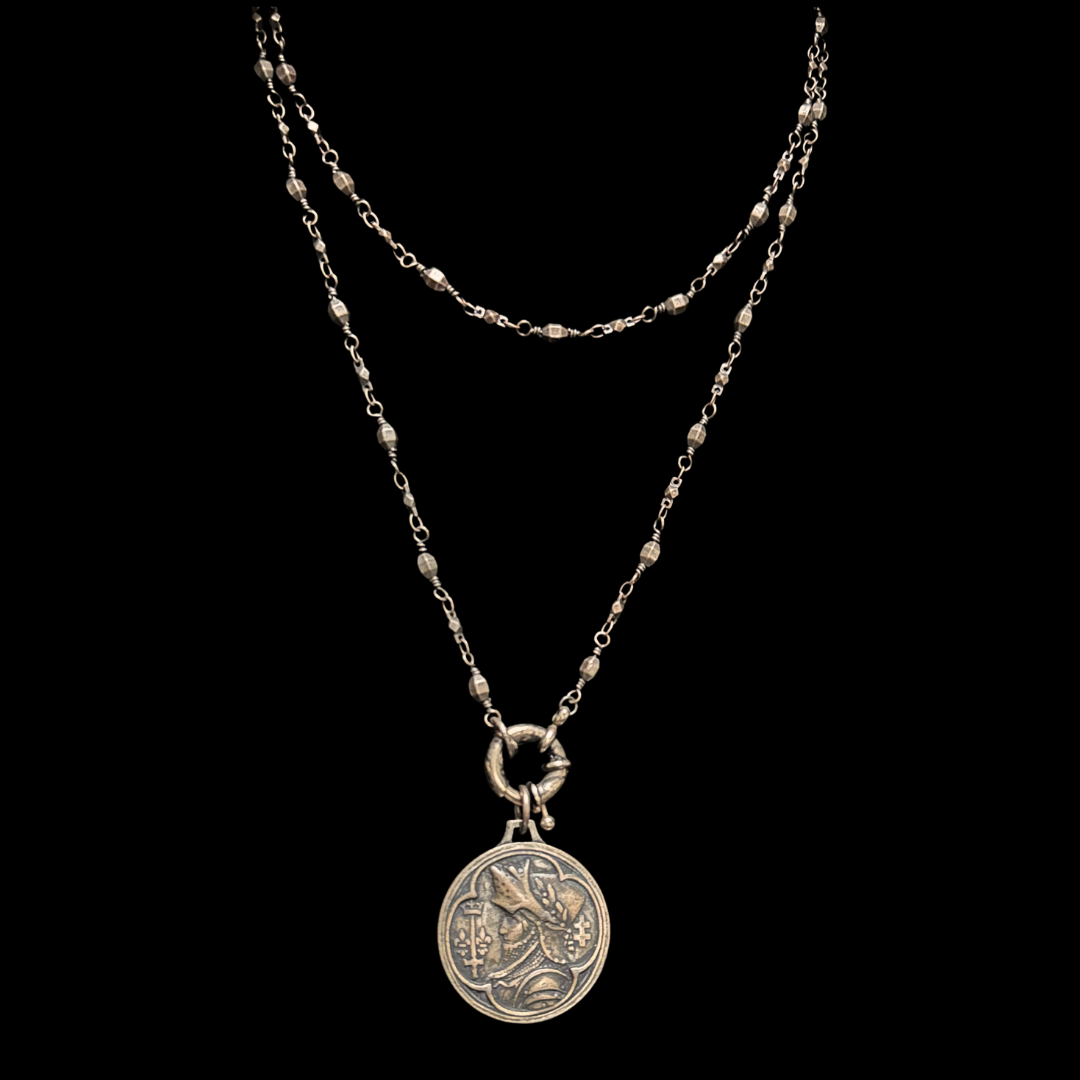 Saint Joan of Arc Destiny Bronze Bead Chain Necklace