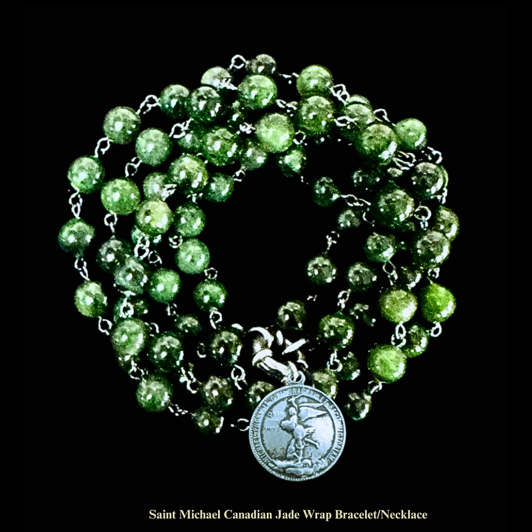 Saint Michael  Canadian Jade Wrap Necklace / Bracelet