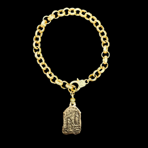 Our Lady of Lourdes Medieval Cable Chain Bracelet in Gold