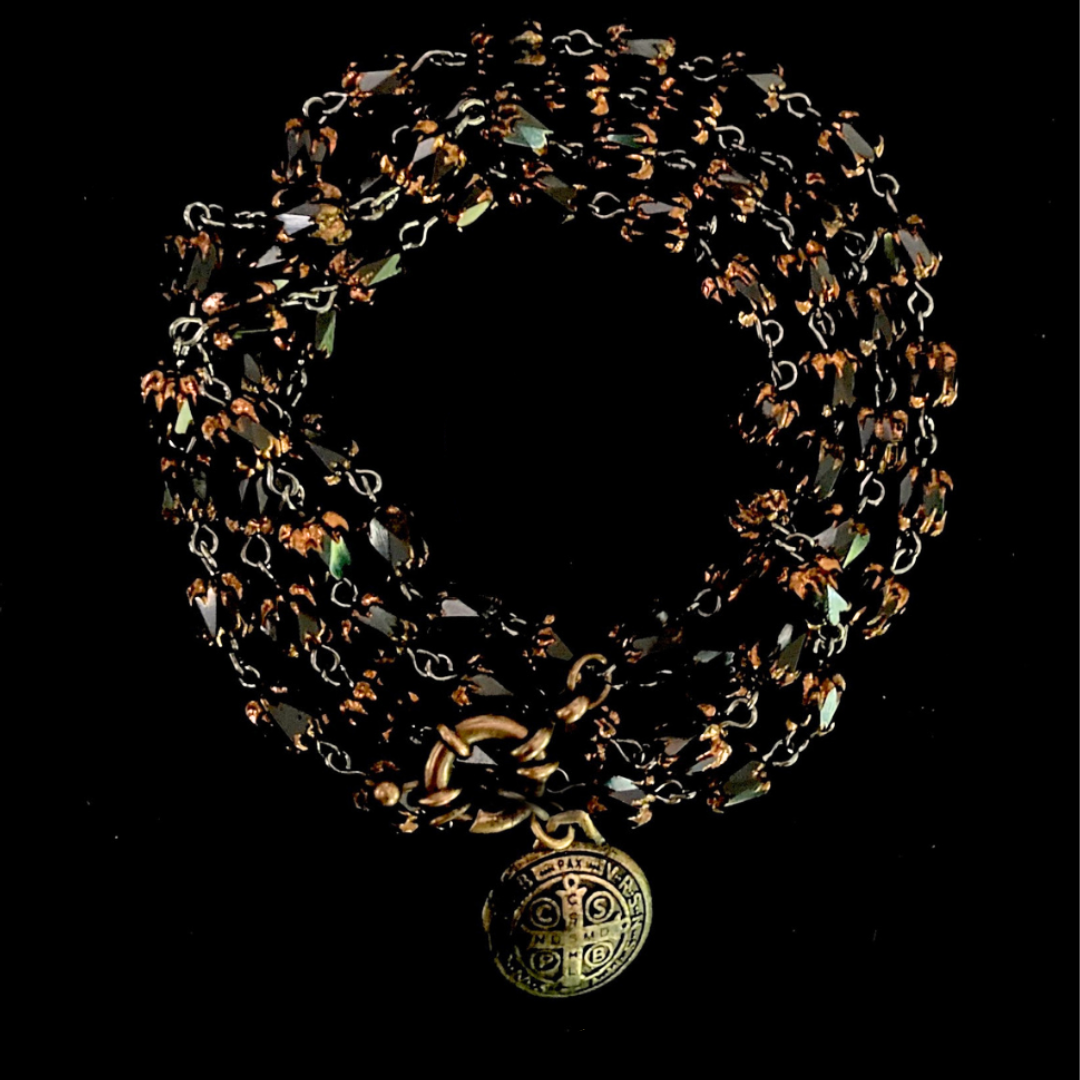 Montserrat Black Jet Cathedral Bead Wrap Necklace / Bracelet