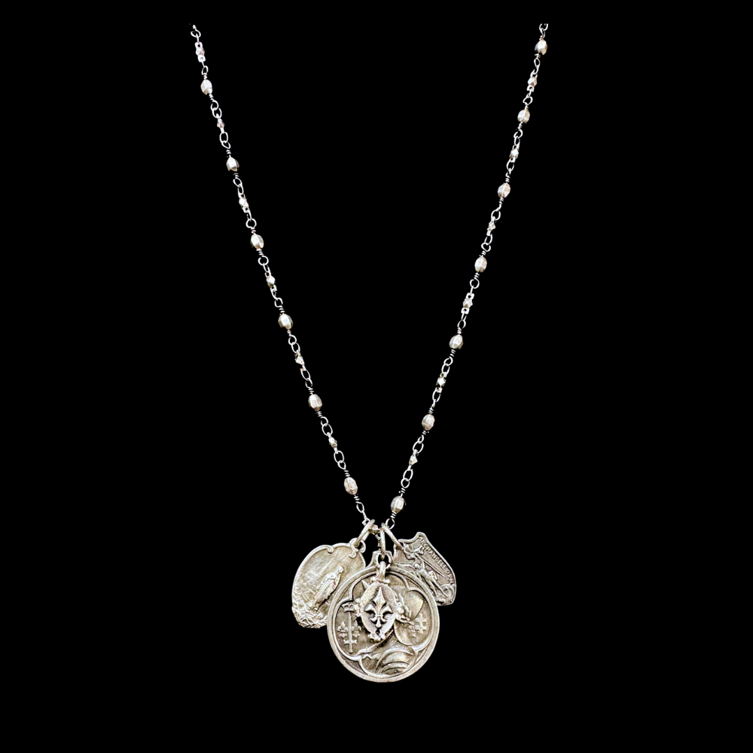 Bellatrix Mantle of Joan of Arc Silver Bead  Chain Necklace