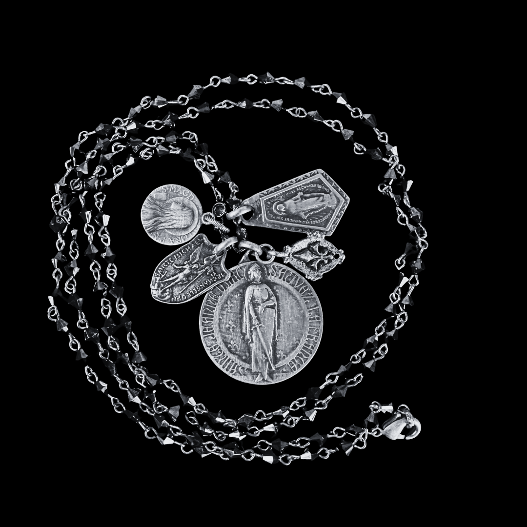 Bellatrix Mantle of Joan of Arc Hematite Bead  Chain Necklace