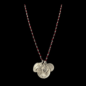 Bellatrix Mantle of Joan of Arc Garnet Crystals and Silver Necklace