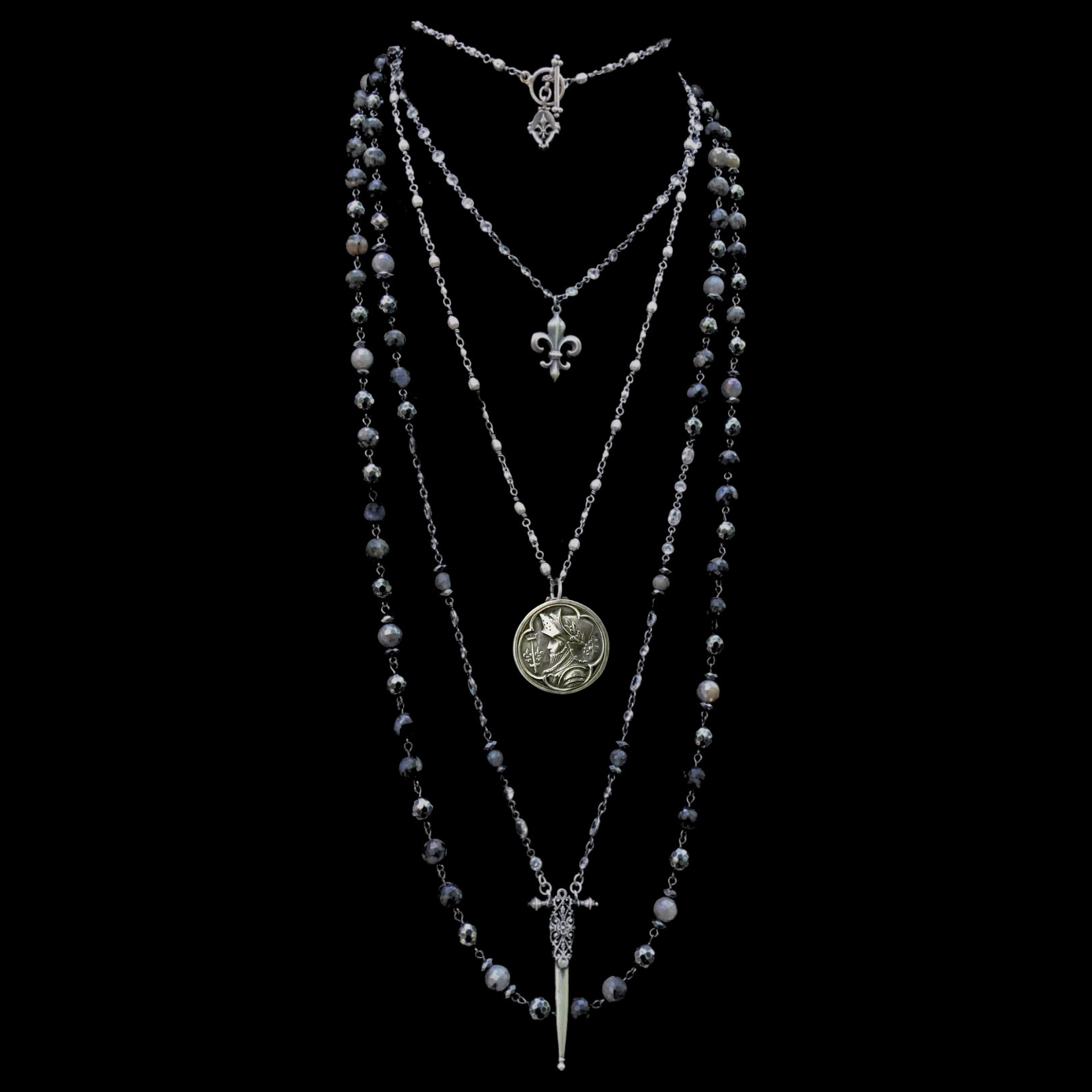 Joan of Arc' Fierbois Sword of Saint Catherine  Galaxy Mix & Sterling Silver