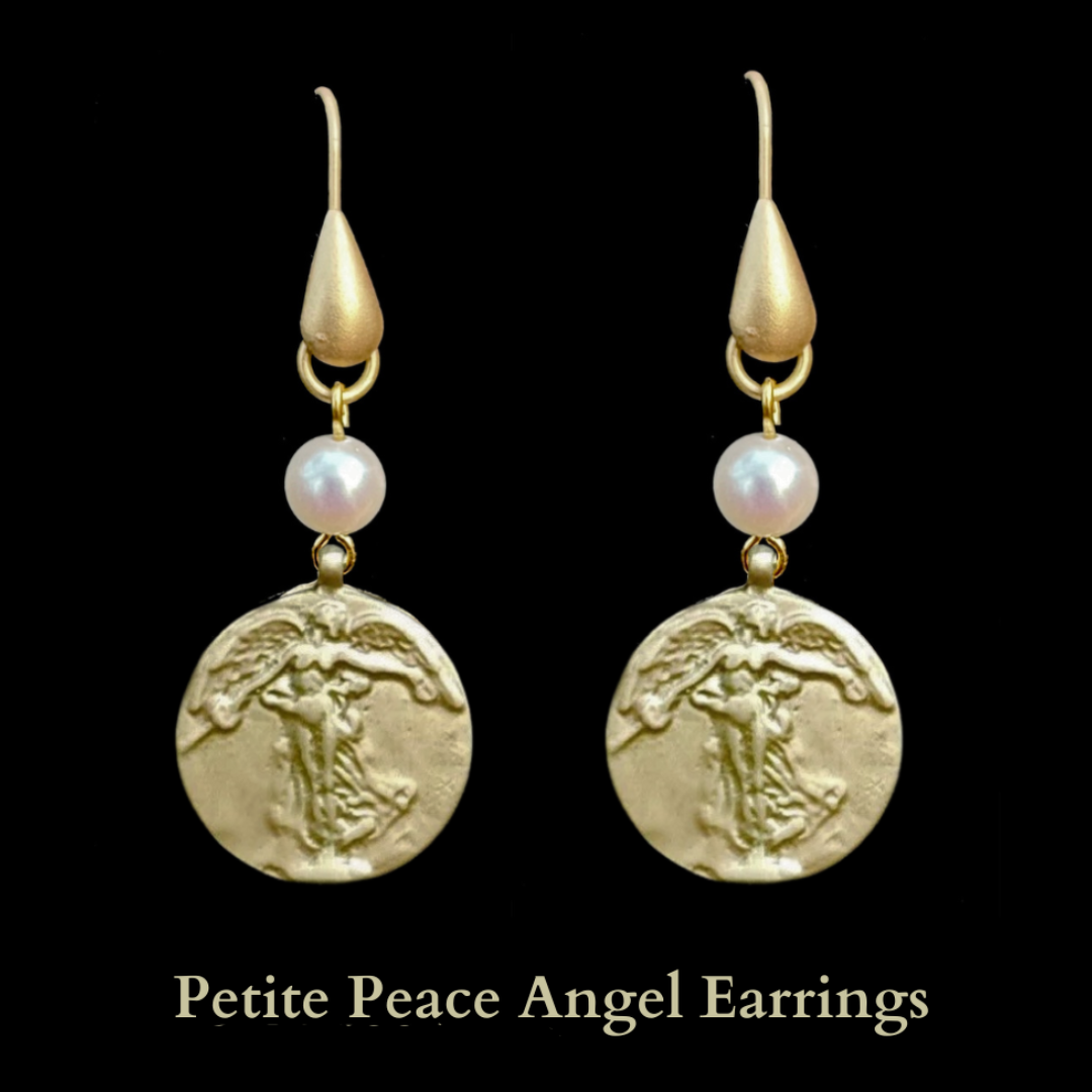 Petite Peace Angel Etched Cable Necklace - Gold