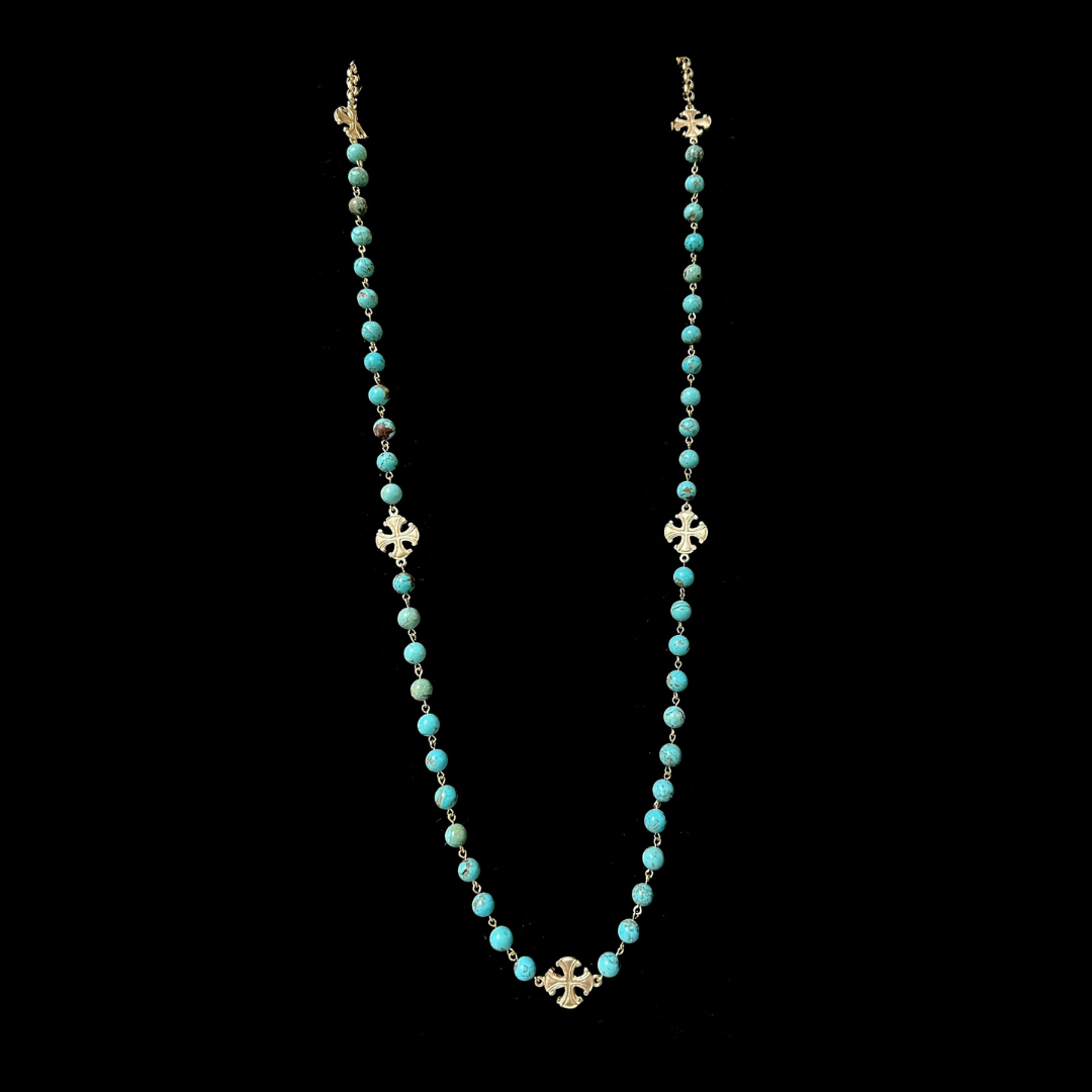 Cross Pattée Turquoise Wrap Necklace/Bracelet