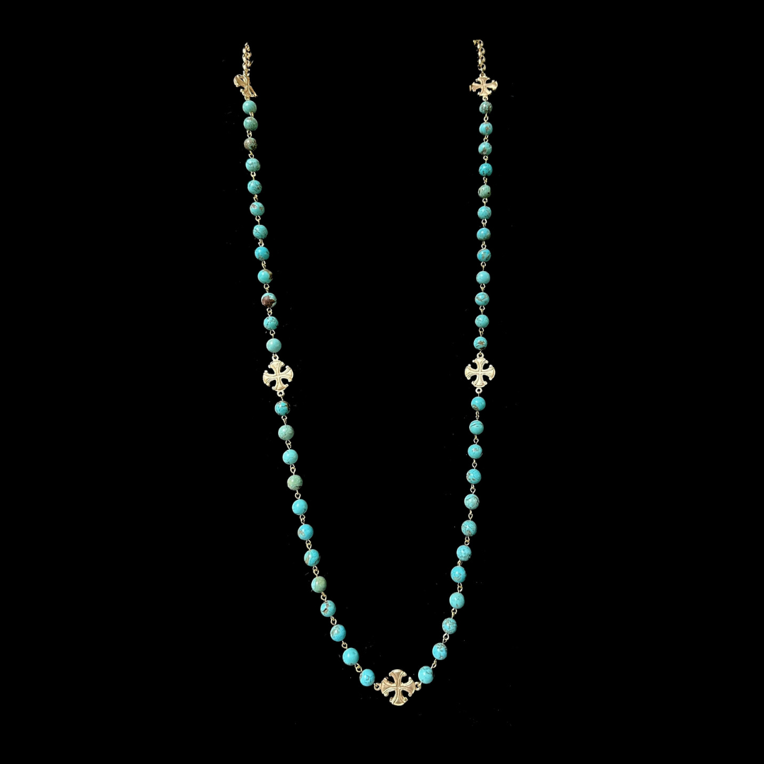 Alexandria Coptic Cross Necklace in Turquoise