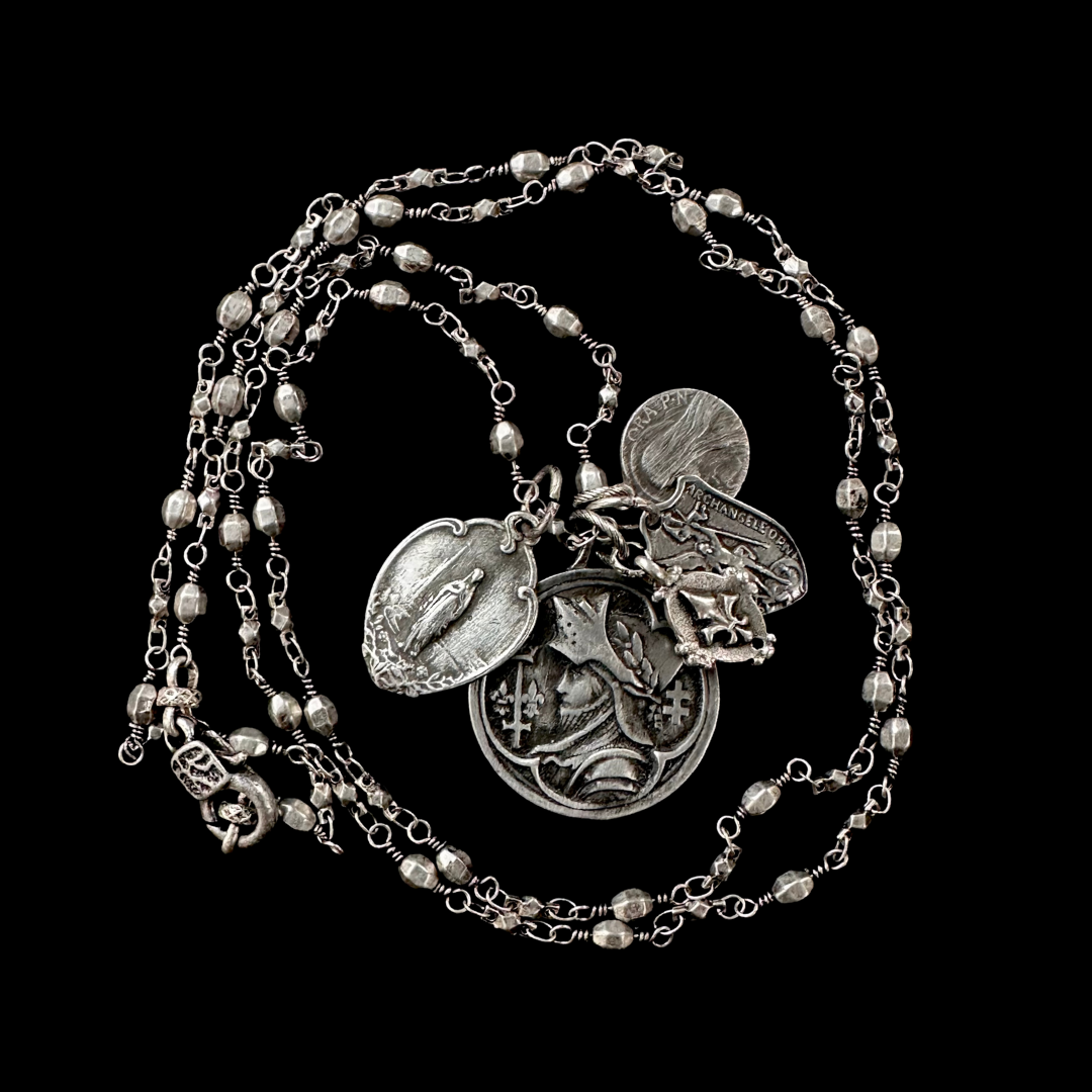 Bellatrix Mantle of Joan of Arc Silver Bead  Chain Necklace