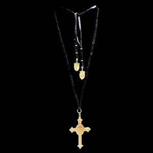 Cross of San Benito Deerskin Necklace