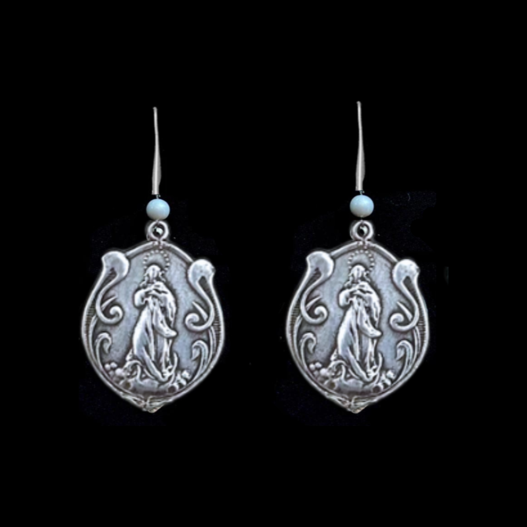 Moonglow Art Nouvea Madonna Earrings  by Whispering Goddess - Silver