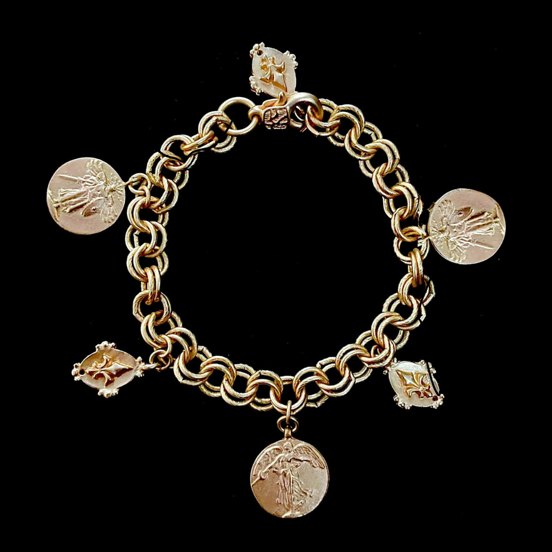 Victory Angels Double Cable Charm Bracelet by Whispering Goddess - Gold