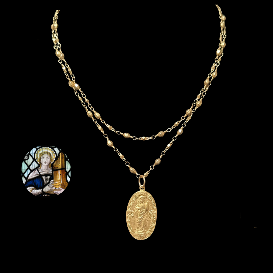 Belle Époque Saint Cecilia Gold Bead Chain Necklace