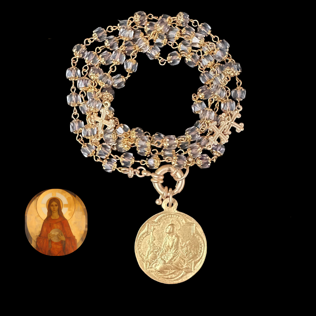 Mystical Mary Magdalene Black Diamond & Gold Cathedral Wrap Necklace / Bracelet