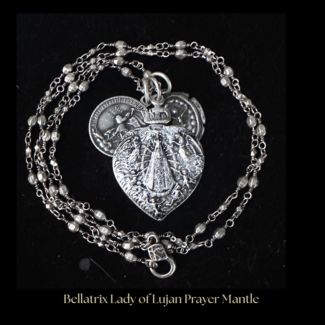 Bellatrix Mantle of Our Lady of Lujan Silver Bead  Chain Necklace