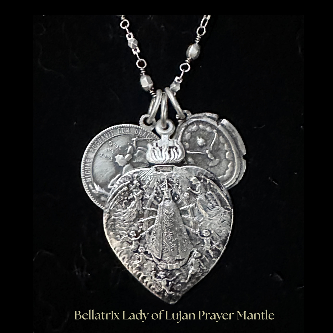 Bellatrix Mantle of Our Lady of Lujan Silver Bead  Chain Necklace