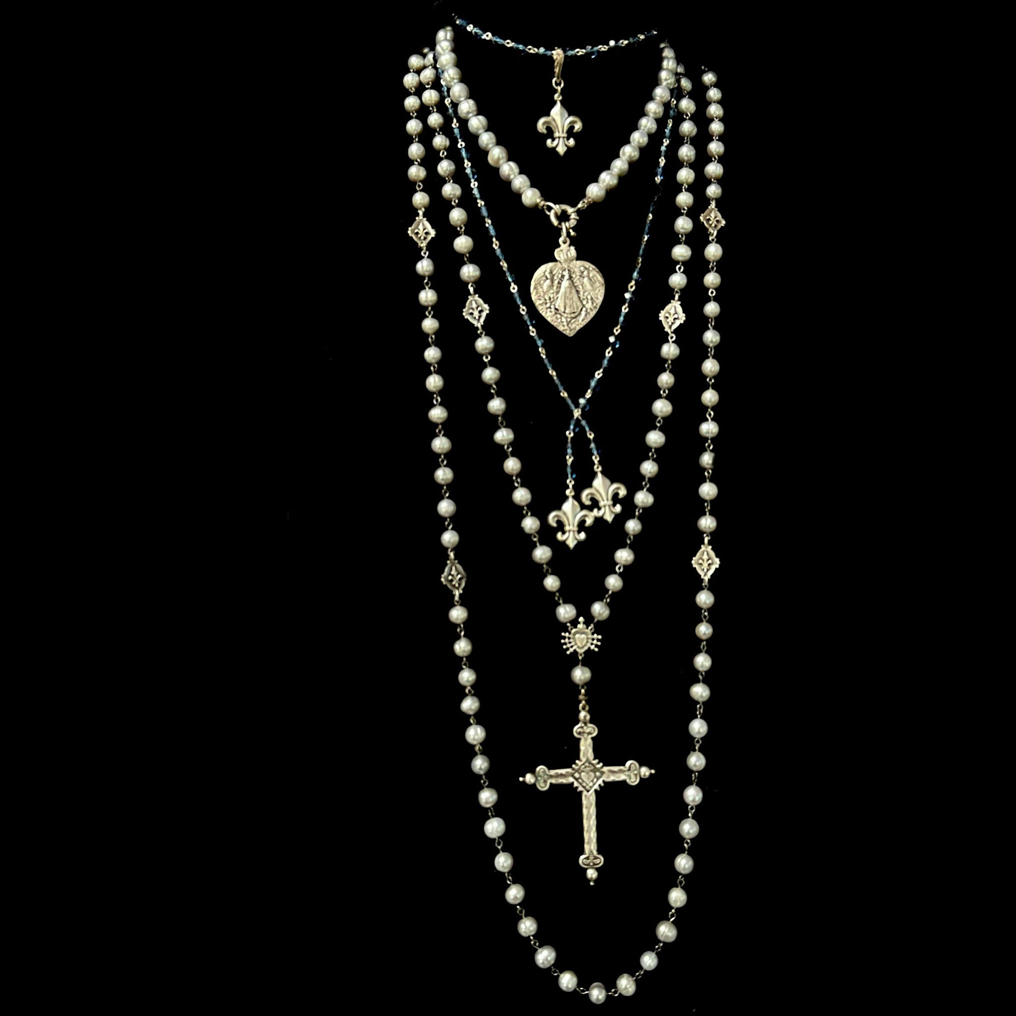 Qigo Gold Virgin Pendant Neckalce White Pearl Rosary Necklace For Women Men  Religious Jewelry - Necklace - AliExpress