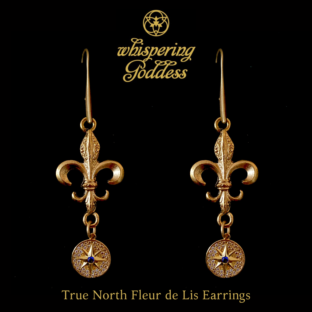 True North Fleur de Lis Earrings by Whispering Goddess Gold