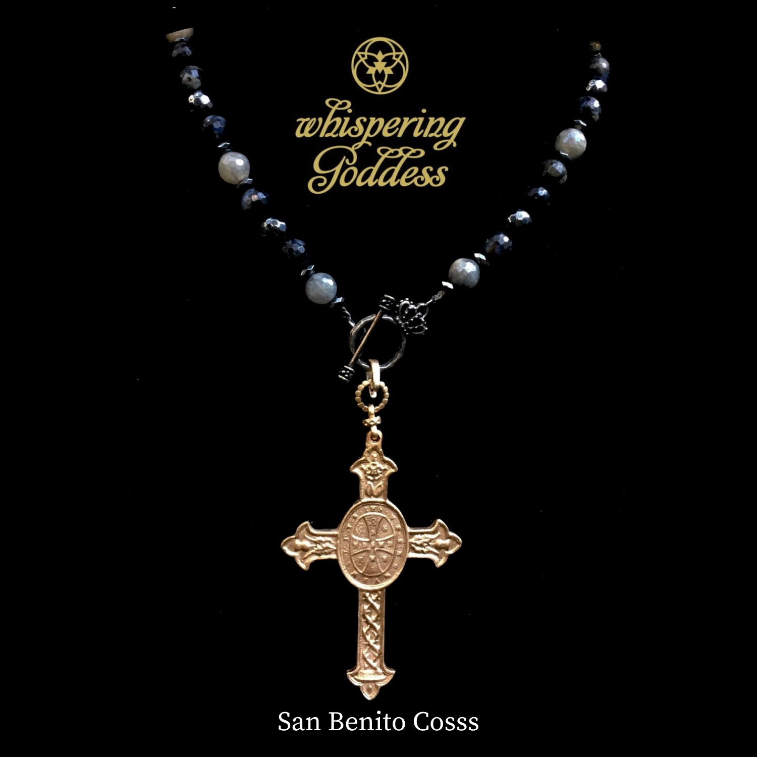 San Benito Cross  Necklace in Galaxy Mix by Whispering Goddess