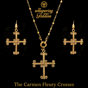 Carmen Fleury Cross  Cable Necklace Set by Whispering Goddess - Gold