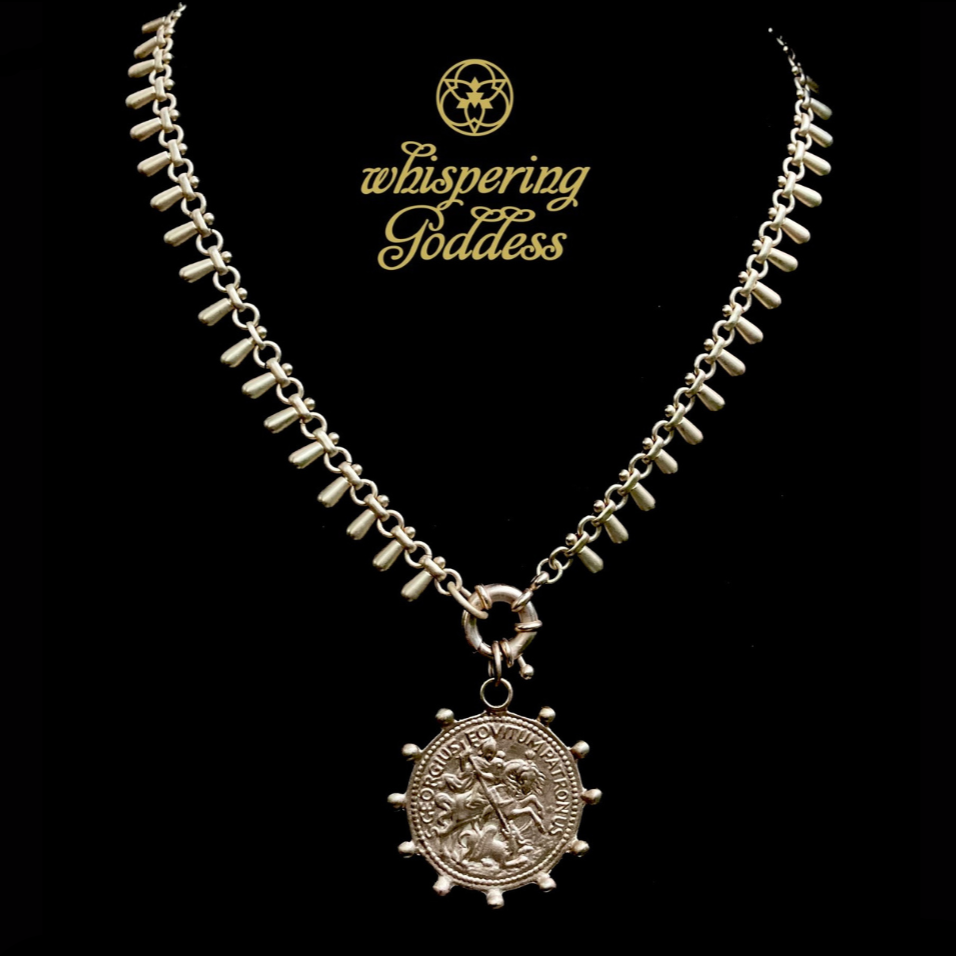 Saint George Feather Necklace in Gold by Whispering Goddess