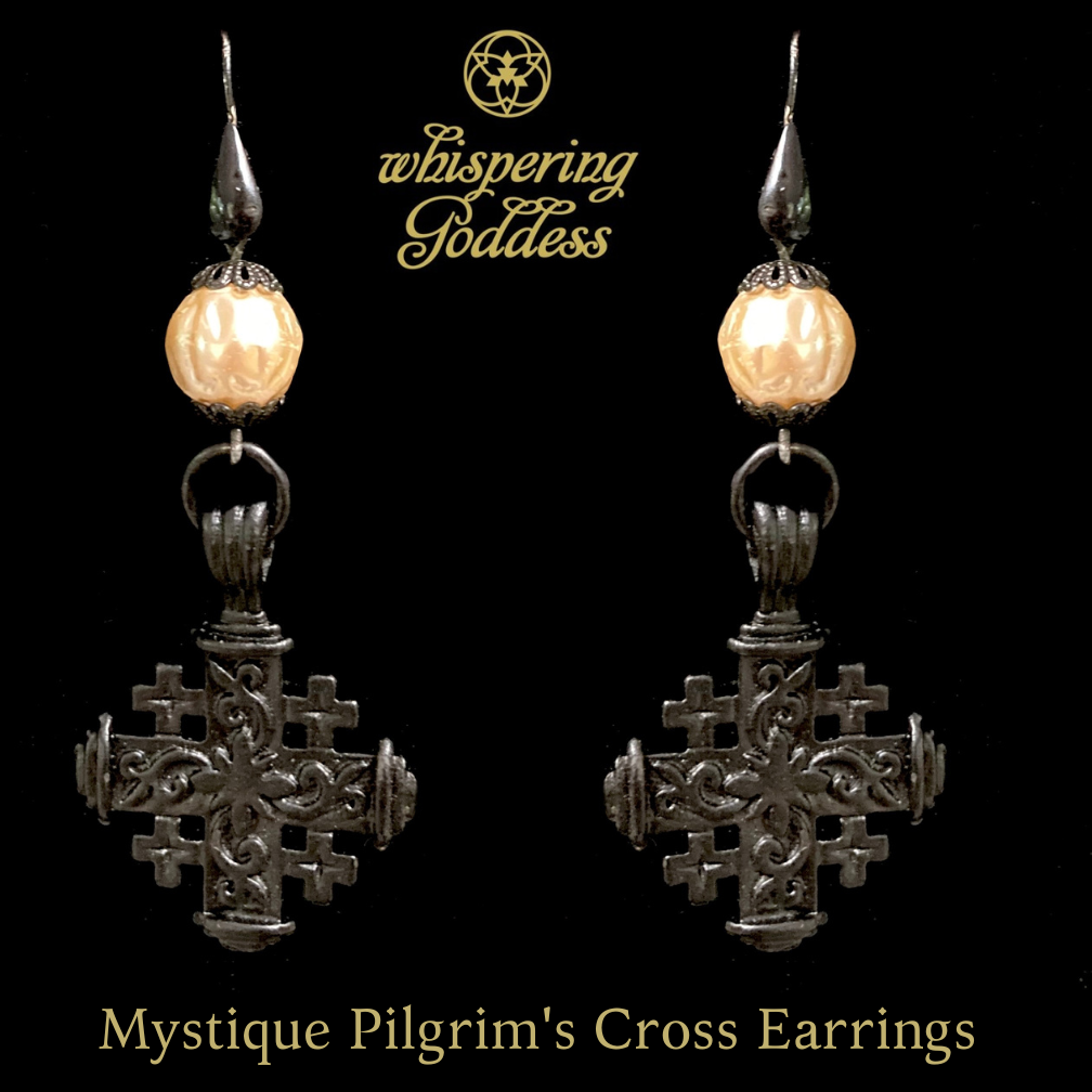 Mystique Pilgrim's Cross Pearl Earrings