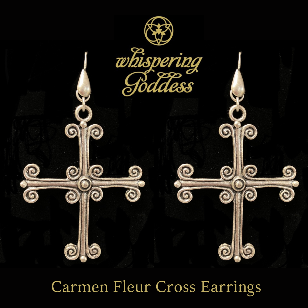 Carmen Fleury Cross Earrings  by Whispering Goddess - Silver
