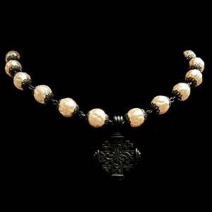 Mystique Pilgrim's Cross  Pearl Choker Necklace