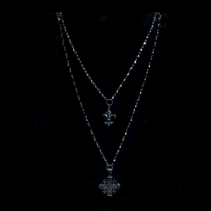 Mystique Pilgrim's Cross  &  Fleur de Lis Layered Necklace
