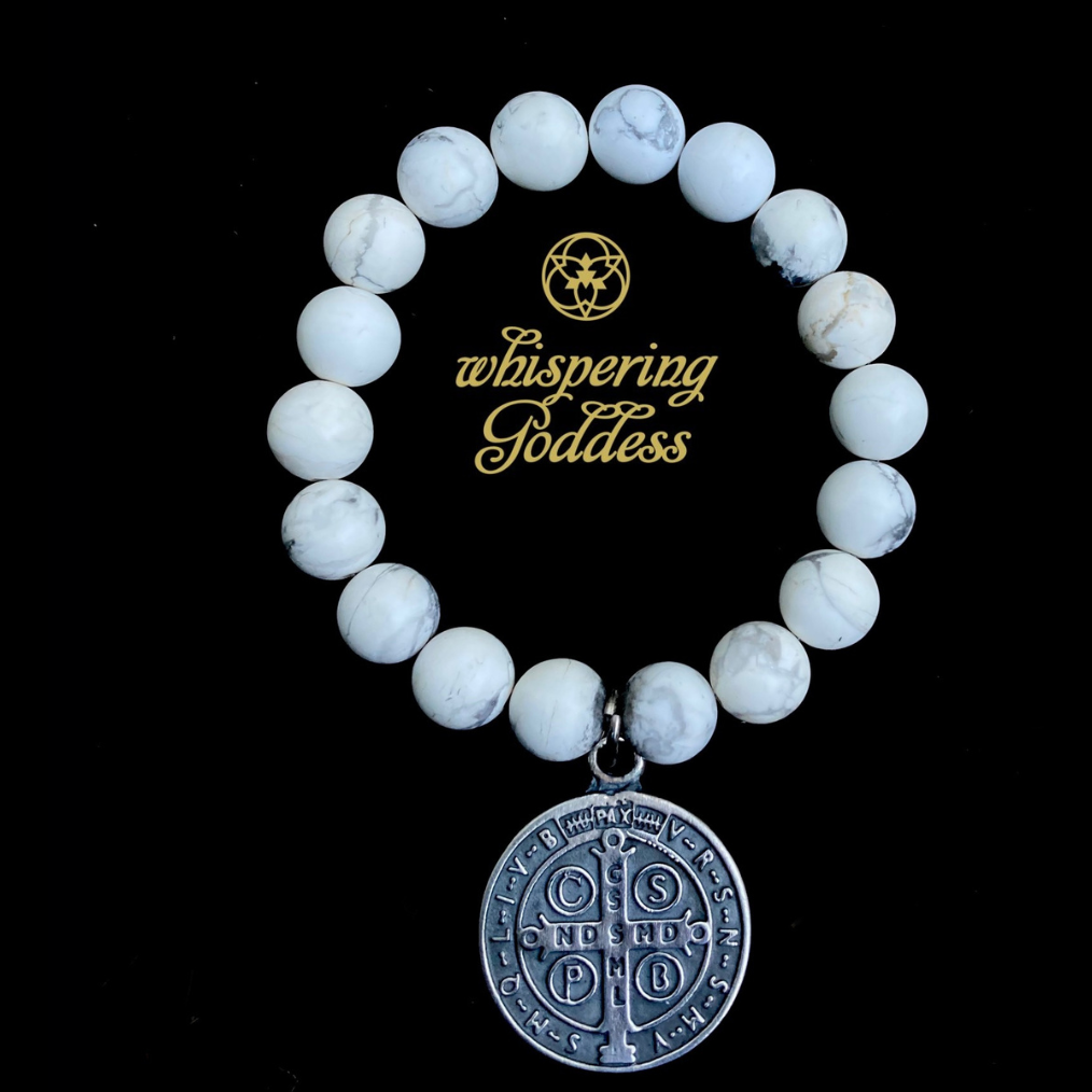 Saint Benedict bracelet with heishi beads