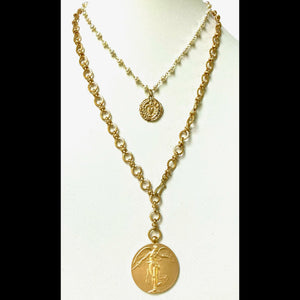 Peace Angel Eternity Link Chain Necklace Gold