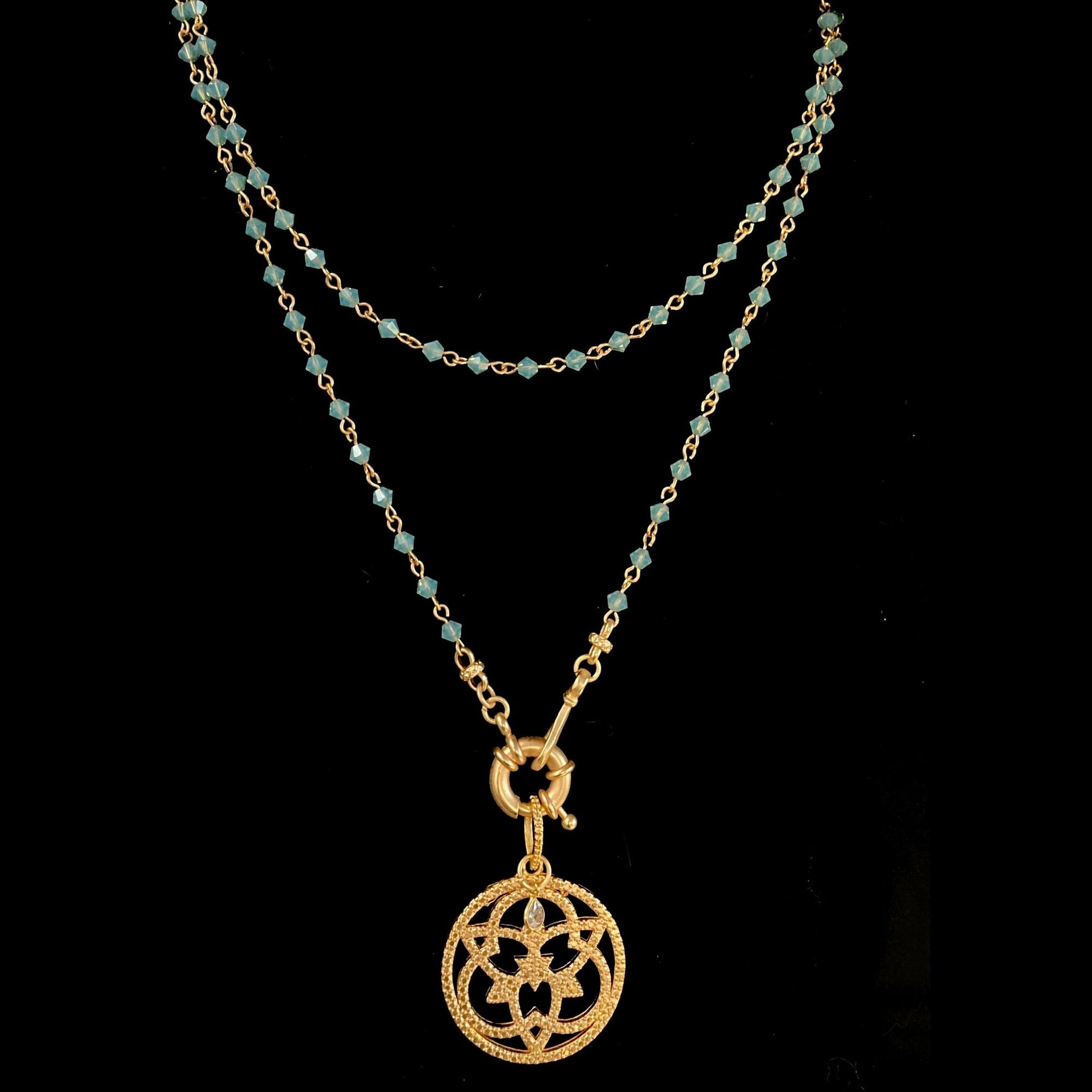 Triquetra Trinity Knot in Pacific Opal and Gold