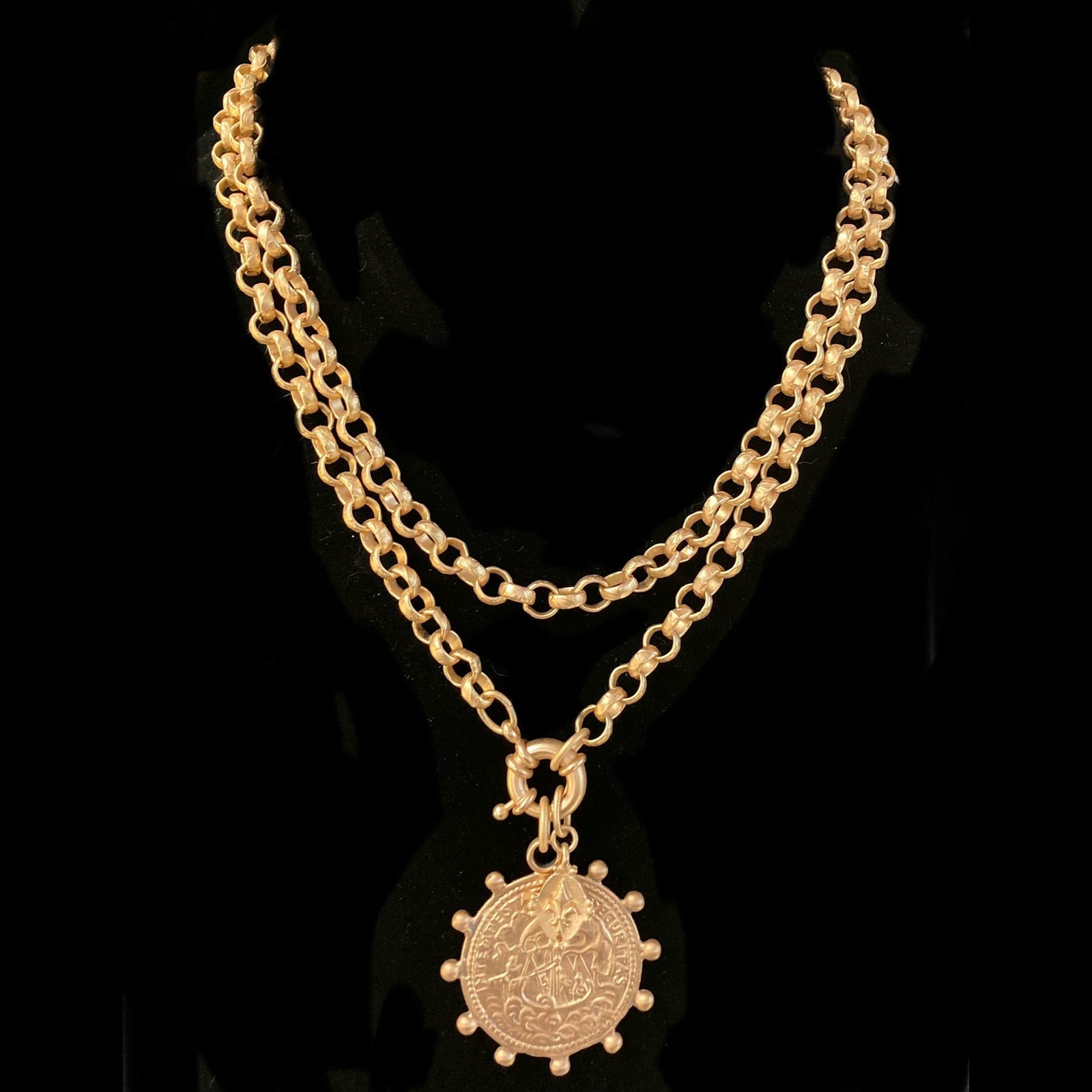 Saint George the Dragon Slayer Medieval Cable Necklace - Gold