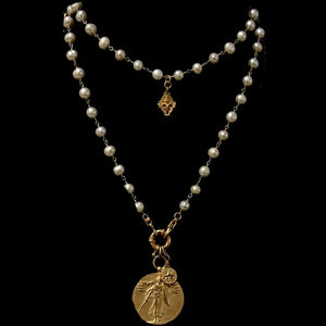 Saint Michael True North Freshwater Pearl Necklace