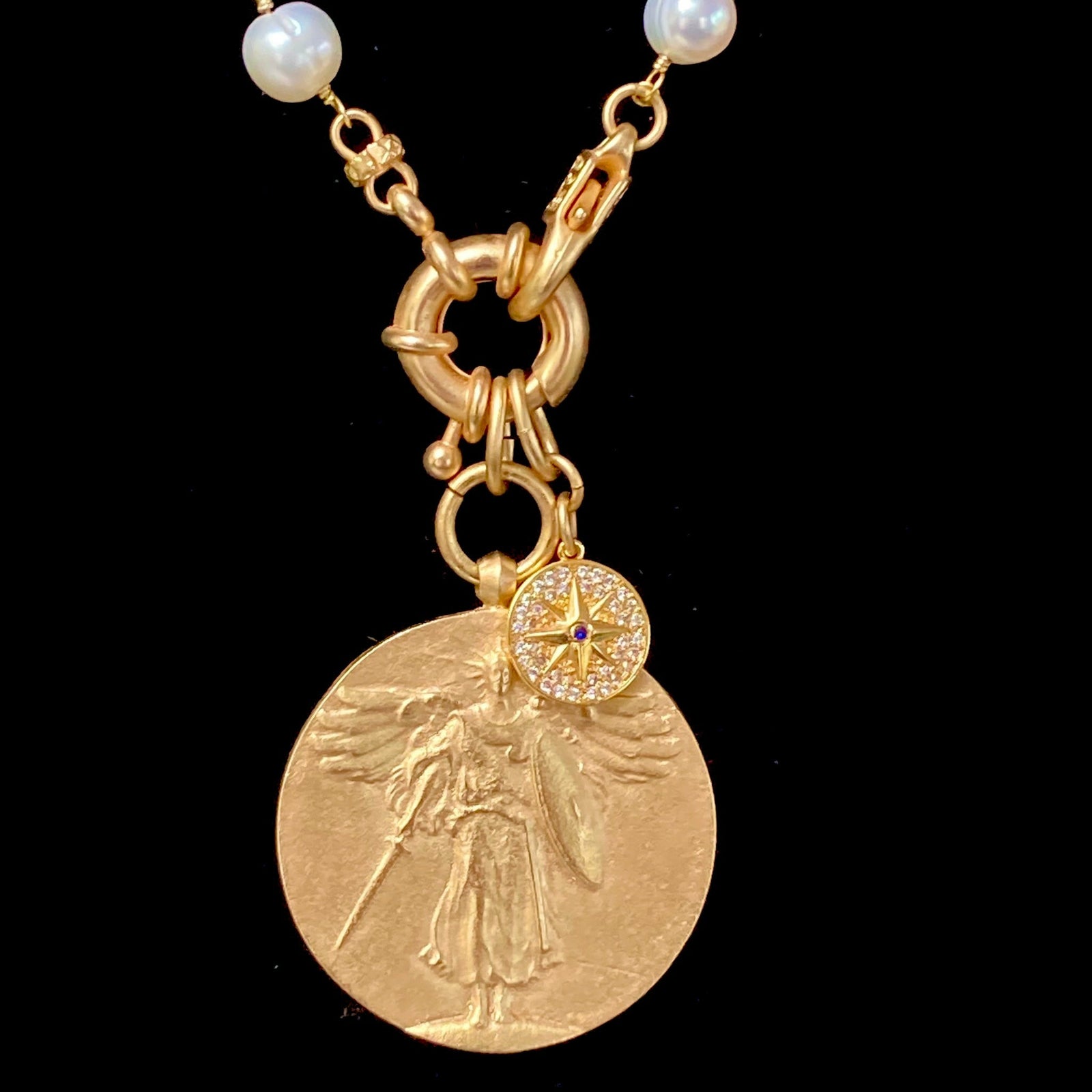 Saint Michael True North Freshwater Pearl Necklace