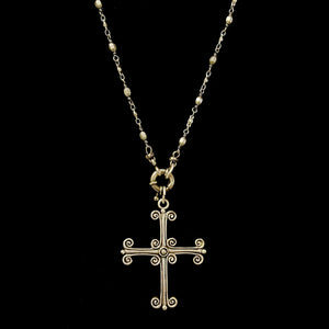 Carmen Fleury Cross  Cable Necklace  by Whispering Goddess - Silver
